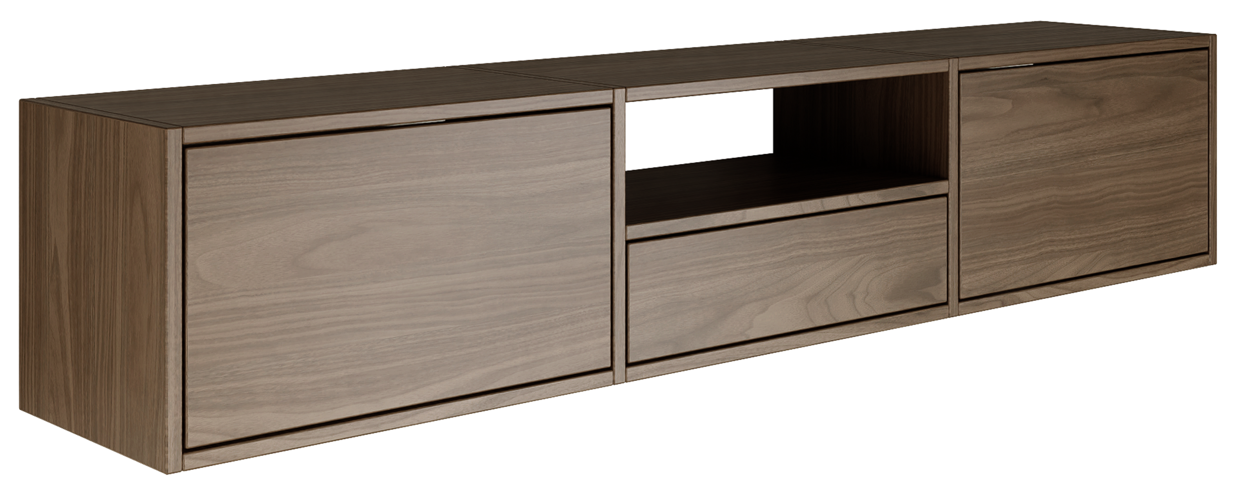 Hängender TV-Schrank Framme mit drei Klappen und einer Nische, 150 cm, Walnuss Wisconsin