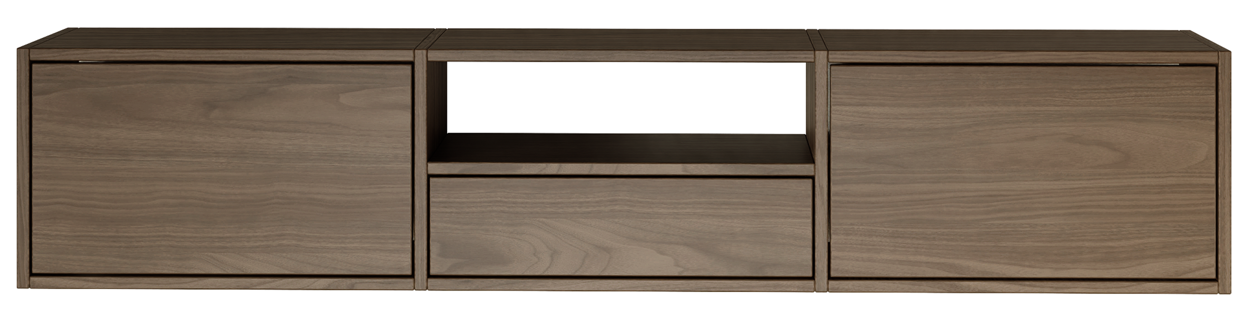 Hängender TV-Schrank Framme mit drei Klappen und einer Nische, 150 cm, Walnuss Wisconsin