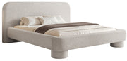 Gepolstertes Bett 160x200 cm Fredo mit Stauraum, hellgrauer Bouclé-Stoff