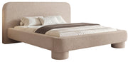 Gepolstertes Bett 160x200 cm Fredo mit Stauraum, beiges Bouclé