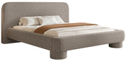 Gepolstertes Bett 160x200 cm Fredo mit Stauraum, grau-beiges Chenille