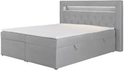 Kontinentalbett 160x200 cm Goldess mit Stauraum und LED-Beleuchtung, grauer Samt