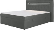 Kontinentalbett 180x200 cm Goldess mit Stauraum und LED-Beleuchtung, dunkelgrauer Samt