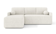Ecksofa mit Schlaffunktion Bloom, L-förmig, mit Stauraum, cremefarbener Bouclé-Stoff, universell einsetzbar