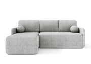 Ecksofa mit Schlaffunktion Bloom, L-förmig, mit Stauraum, grauer Bouclé, universell einsetzbar