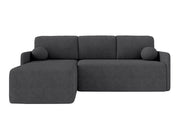 Ecksofa mit Schlaffunktion Bloom, L-förmig, mit Stauraum, grafitfarbenes Bouclé, universell einsetzbar