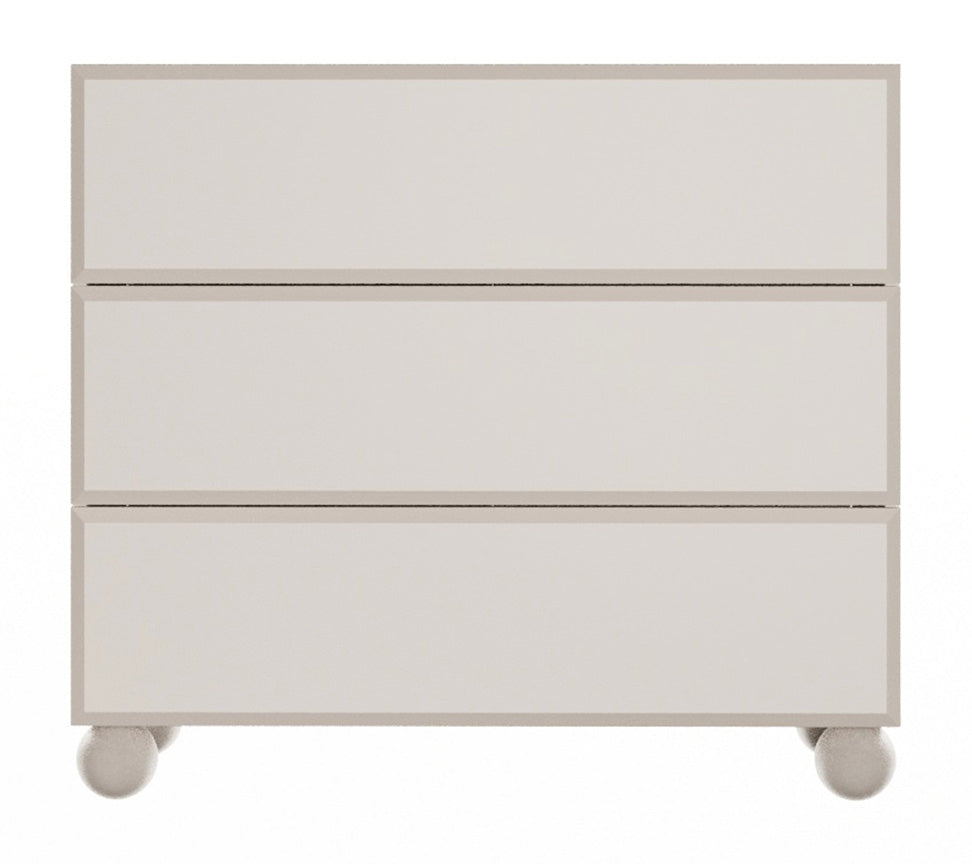 Kommode Chocolated mit drei Schubladen, 100 cm, auf Kugelbeinen, sandbeige