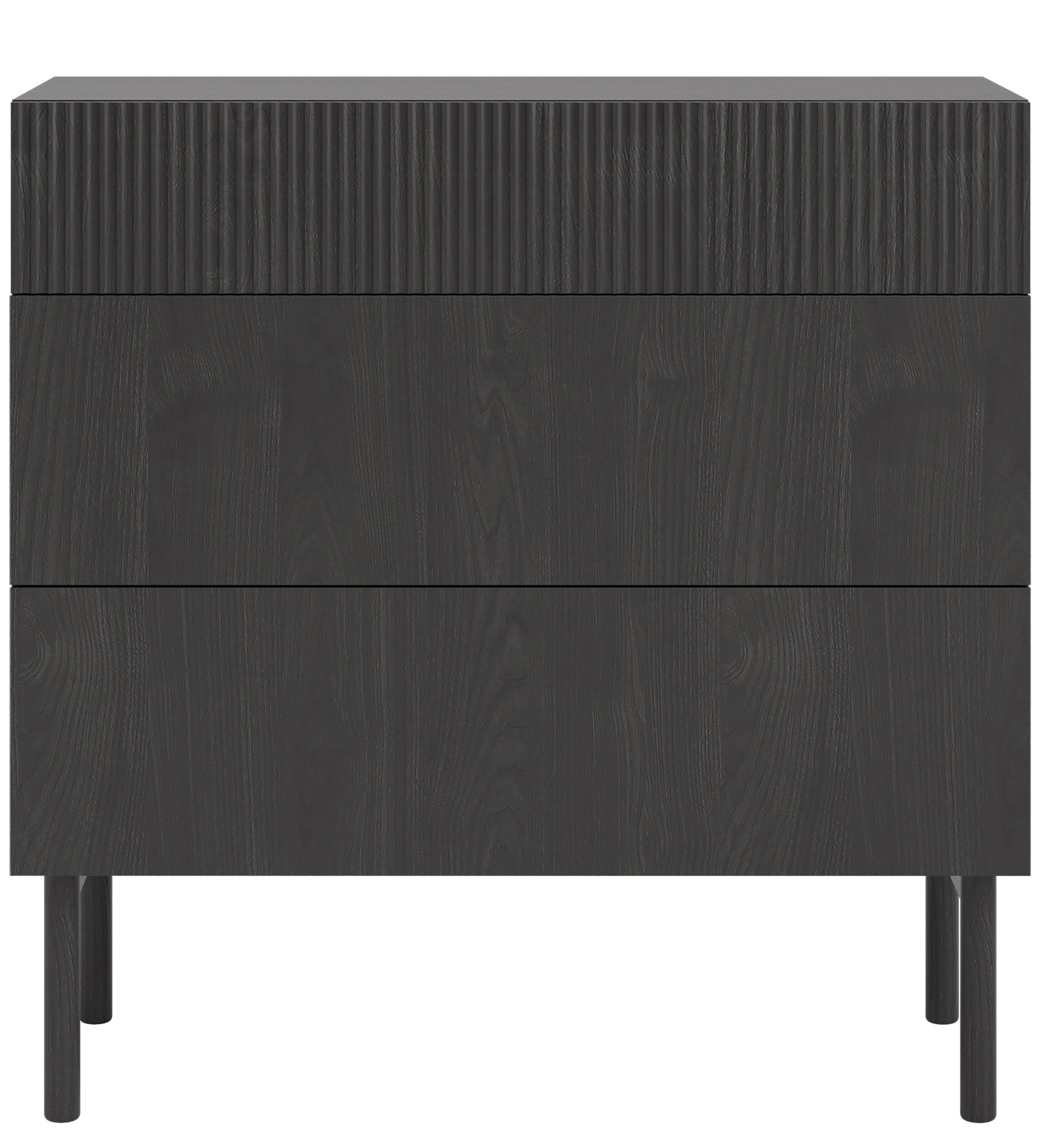 Kommode Nolie mit drei Schubladen 90 cm Portland Esche Schwarz