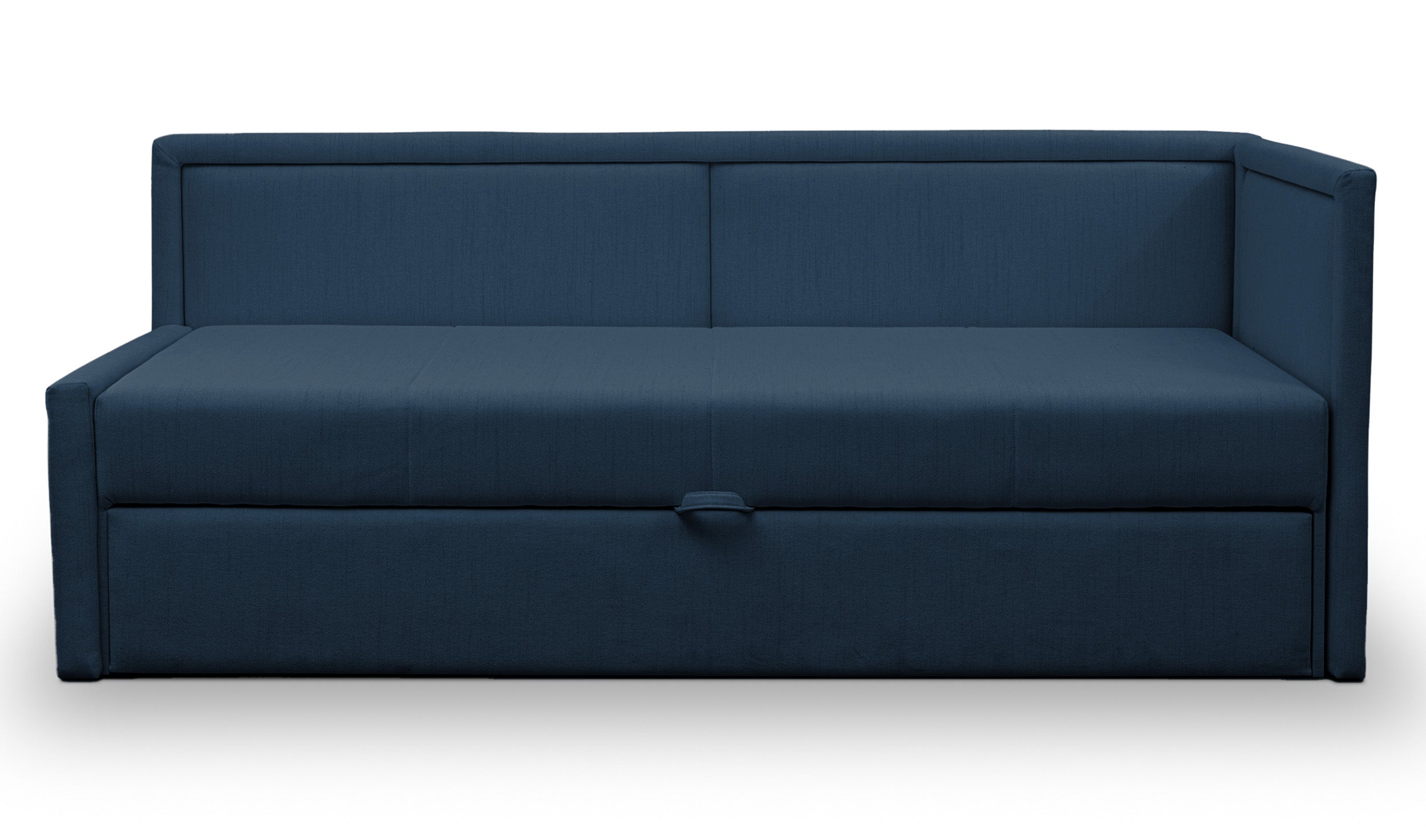 Ausziehbares Doppelbett Caprili, marineblau, Flechtmuster, universell einsetzbar