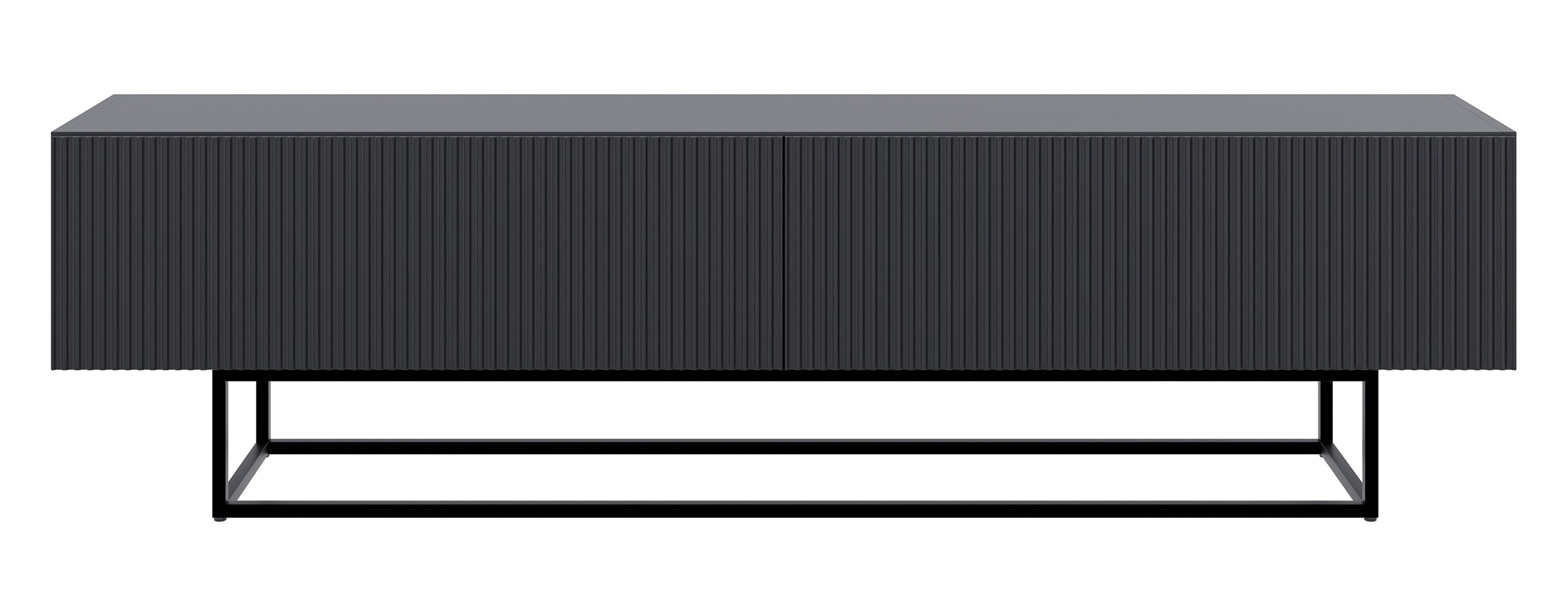 TV-Schrank Veldio mit gefräster Front 175 cm Schwarz mit schwarzen Beinen