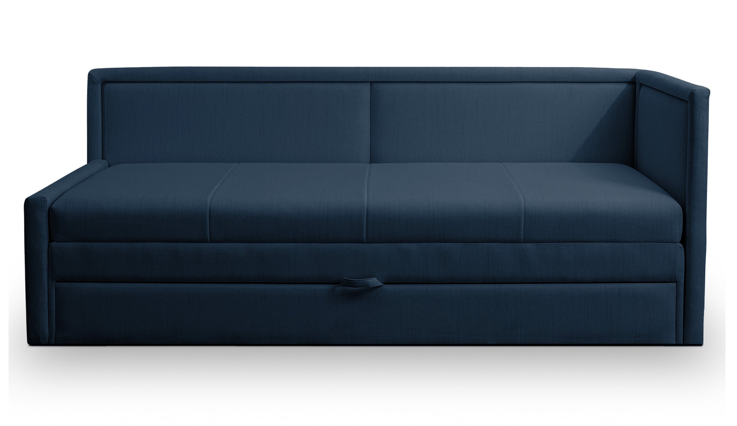 Jugendbett Caprili mit Stauraum, marineblau, Flechtmuster, universell einsetzbar