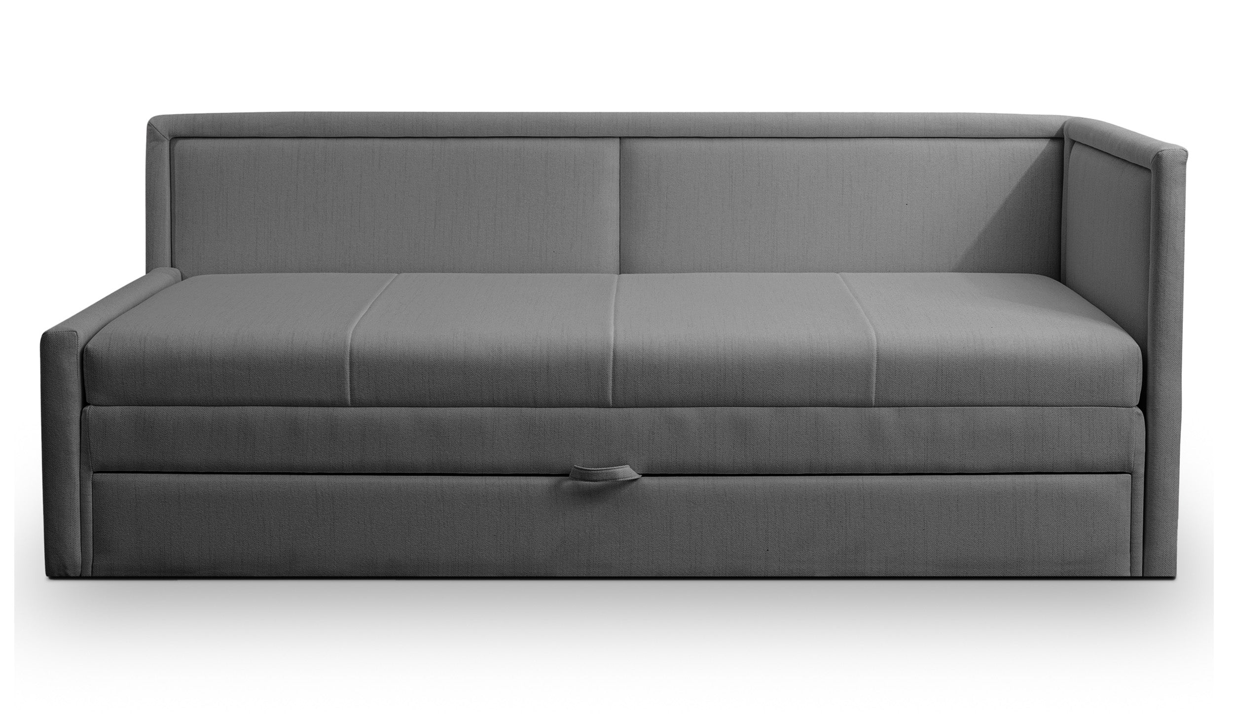 Jugendbett Caprili mit Stauraum, dunkelgraues Flechtmuster, universell einsetzbar