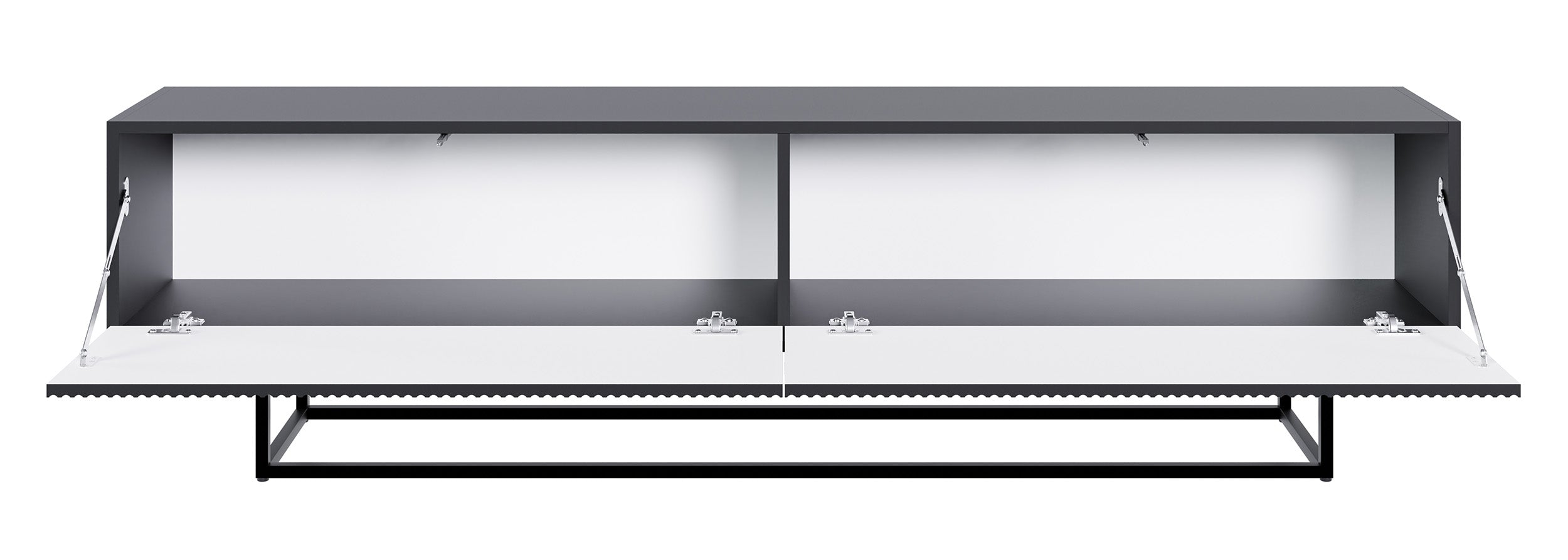TV-Schrank Veldio mit gefräster Front 175 cm Schwarz mit schwarzen Beinen