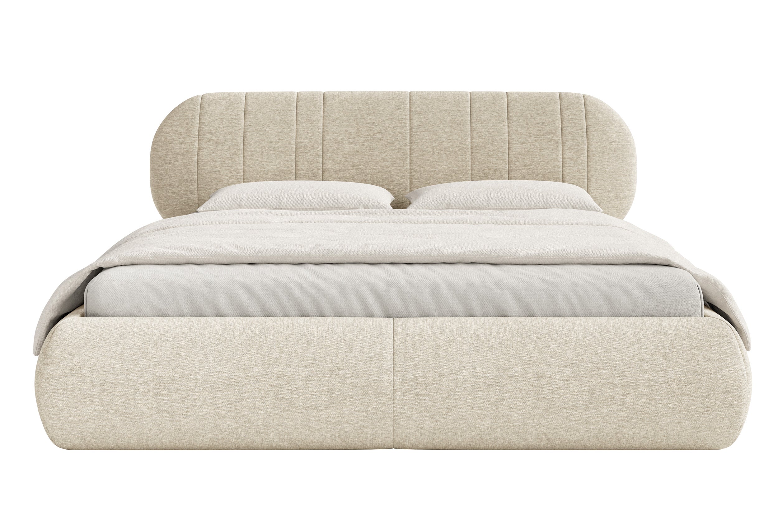 Gepolstertes Bett 140x200 cm Asmelio beige Geflecht
