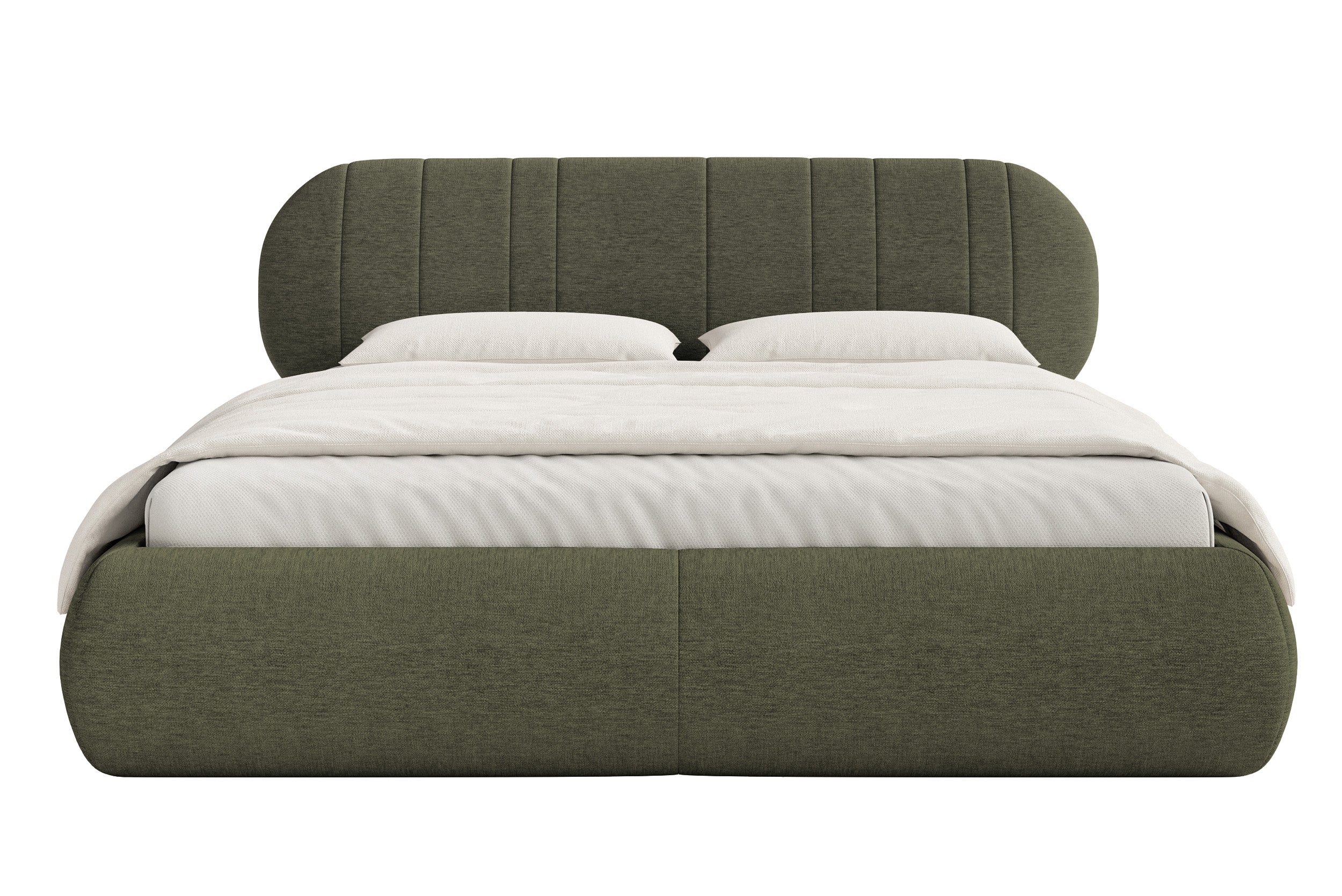 Gepolstertes Bett 140x200 cm Asmelio Khaki Flechtmuster