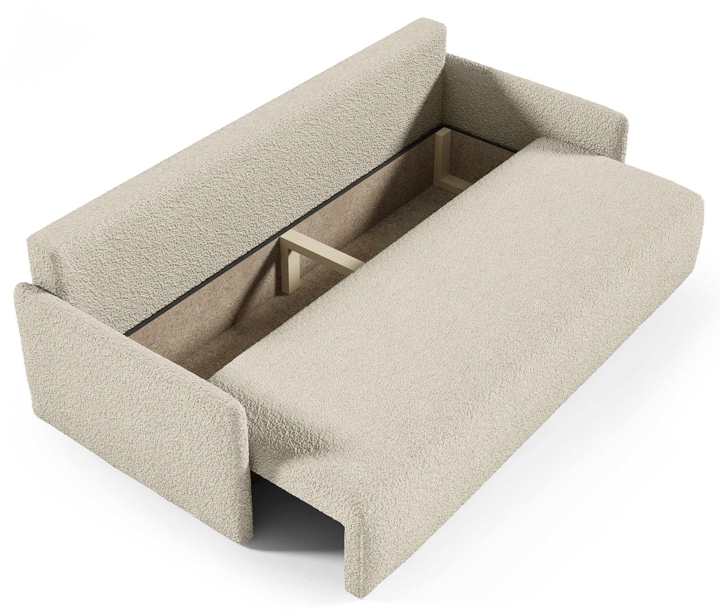 Ausziehbares Sofa Glove mit Bettkasten, beige Bouclé