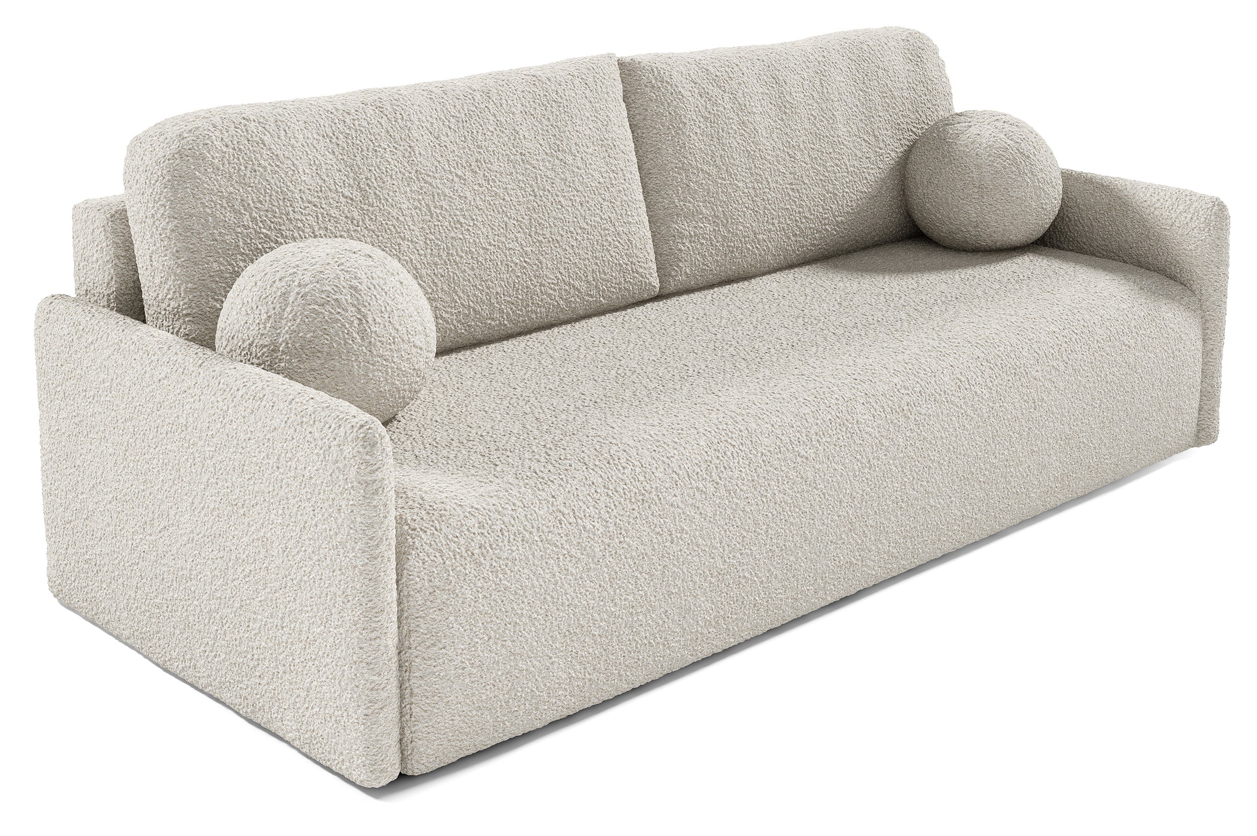 Ausziehbares Sofa Glove mit Bettkasten, cremefarbenes Bouclé