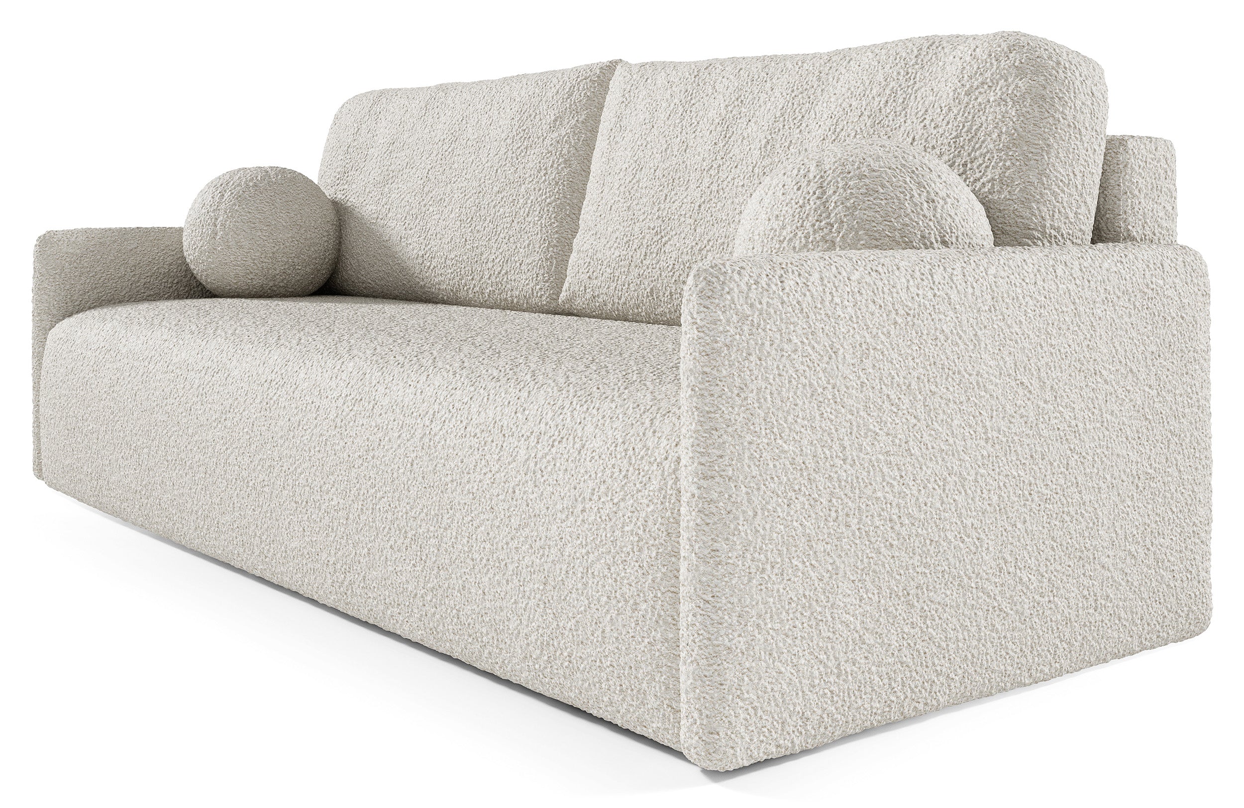 Ausziehbares Sofa Glove mit Bettkasten, cremefarbenes Bouclé