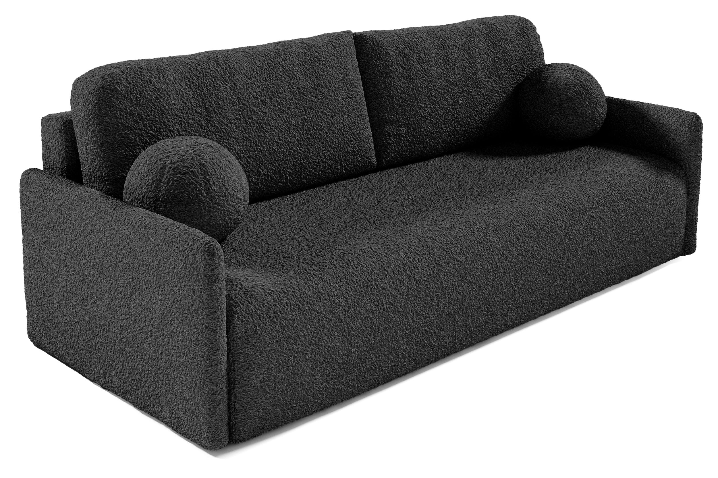 Ausziehbares Sofa Glove mit Bettkasten, graphitfarbenes Bouclé