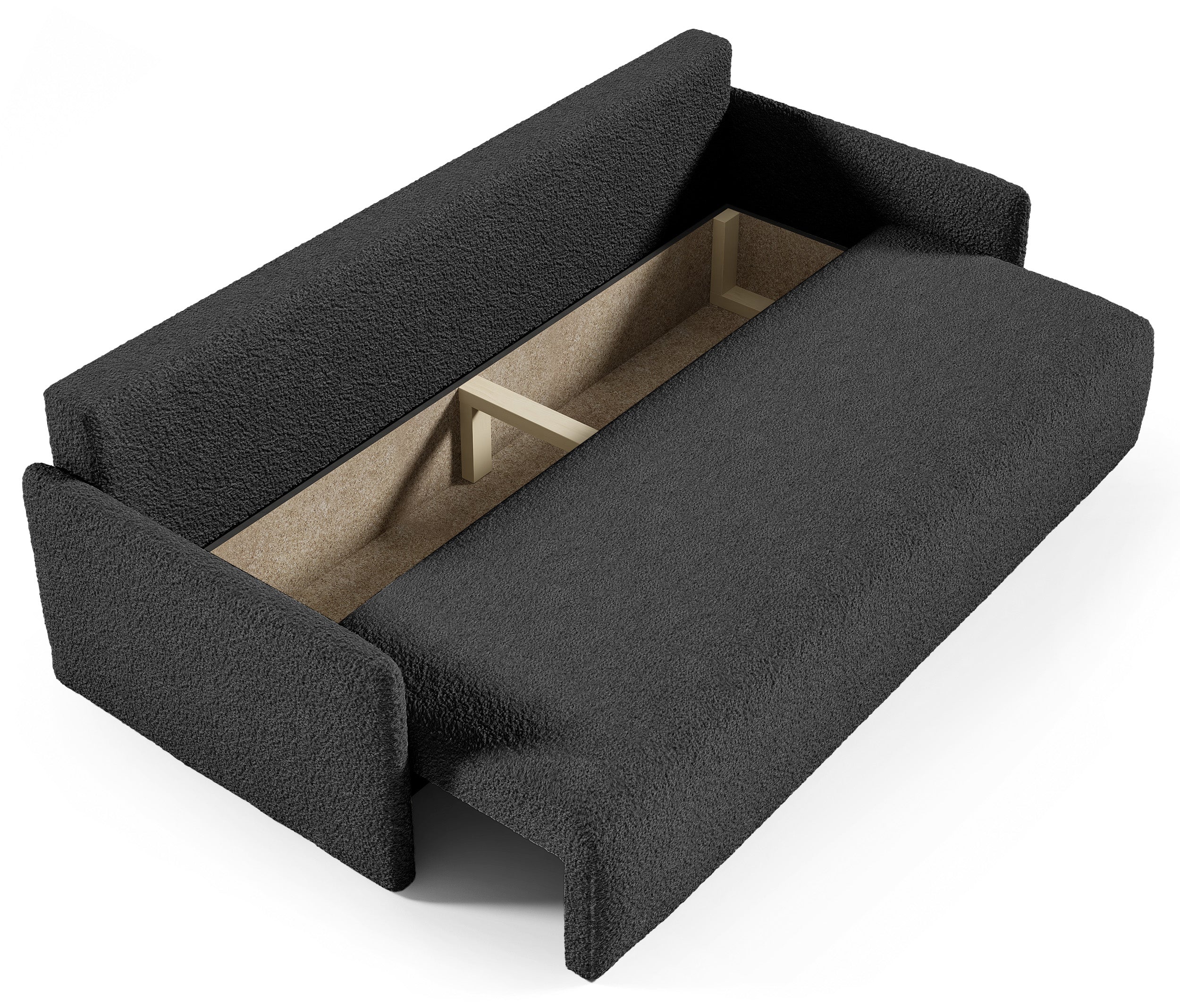 Ausziehbares Sofa Glove mit Bettkasten, graphitfarbenes Bouclé