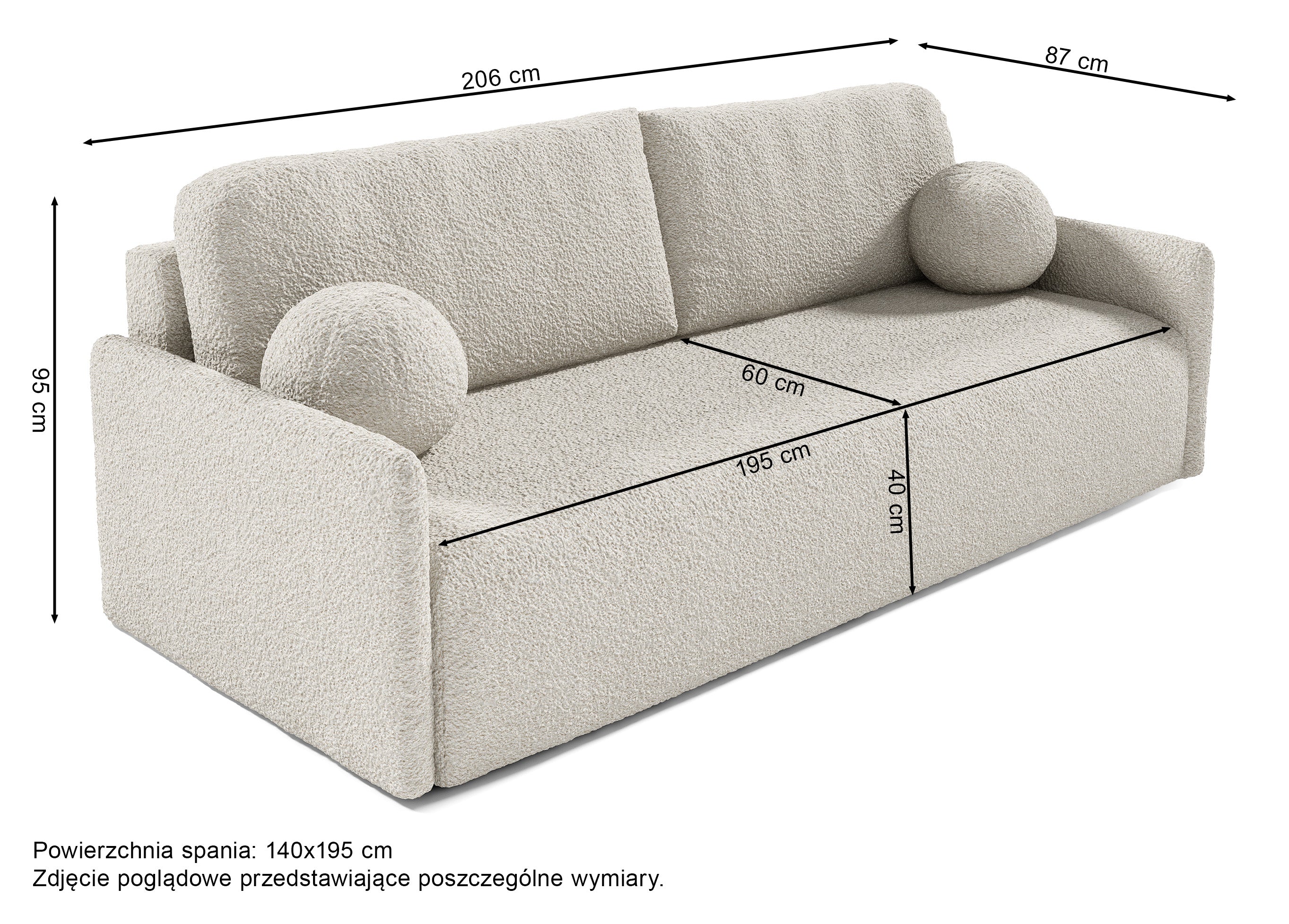 Ausziehbares Sofa Glove mit Bettkasten, graphitfarbenes Bouclé