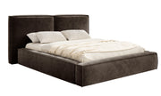 Gepolstertes Bett 200x200 cm Tilves mit Stauraum, Metallrahmen, brauner Samt