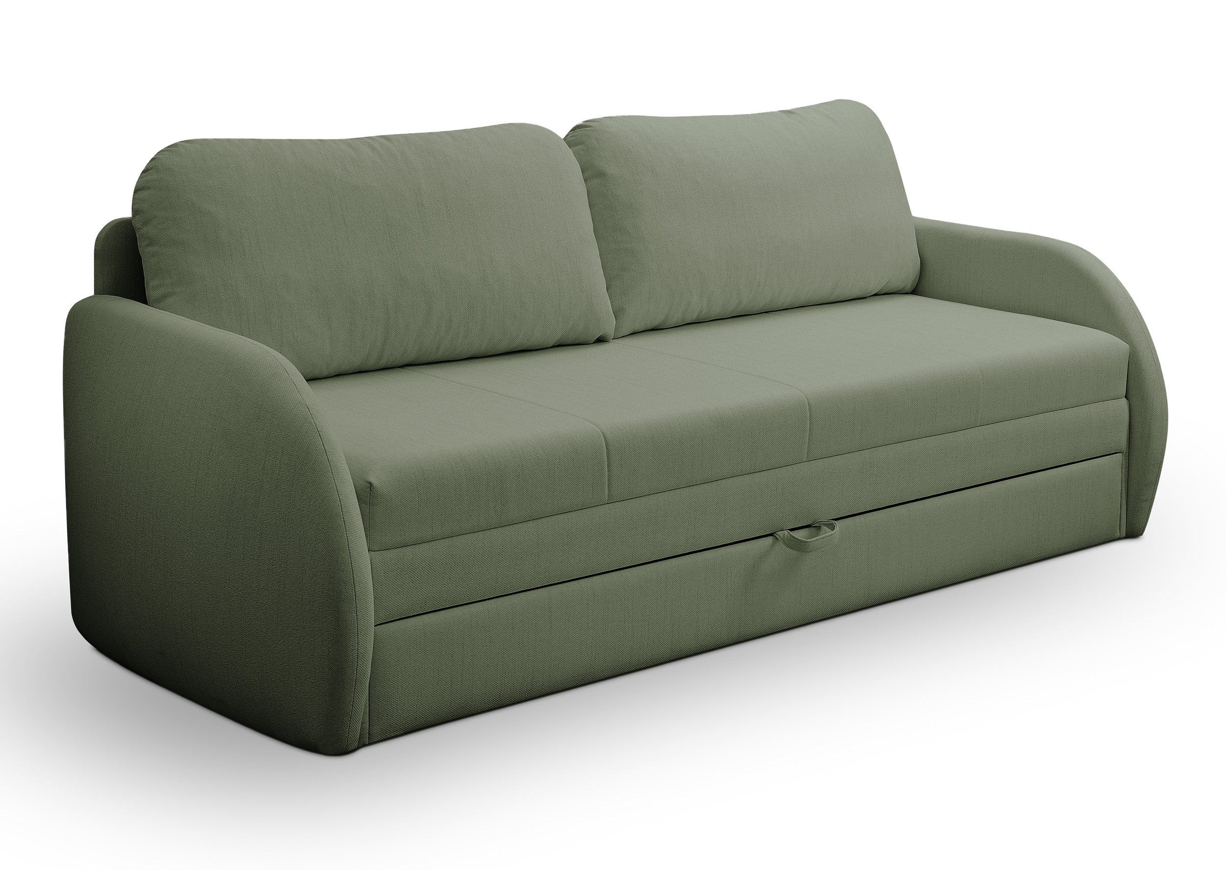 Dreisitziges ausklappbares Sofa Diego in Salbeigrün, Geflecht