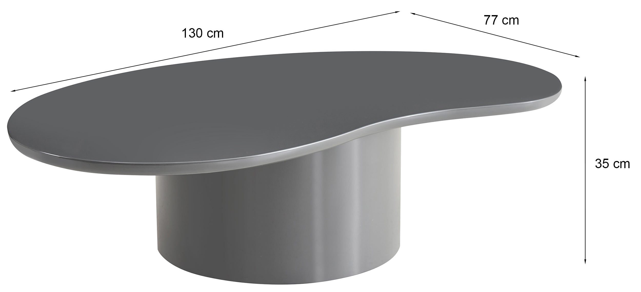 Tratesse Couchtisch 130x77 cm Grau Hochglanz