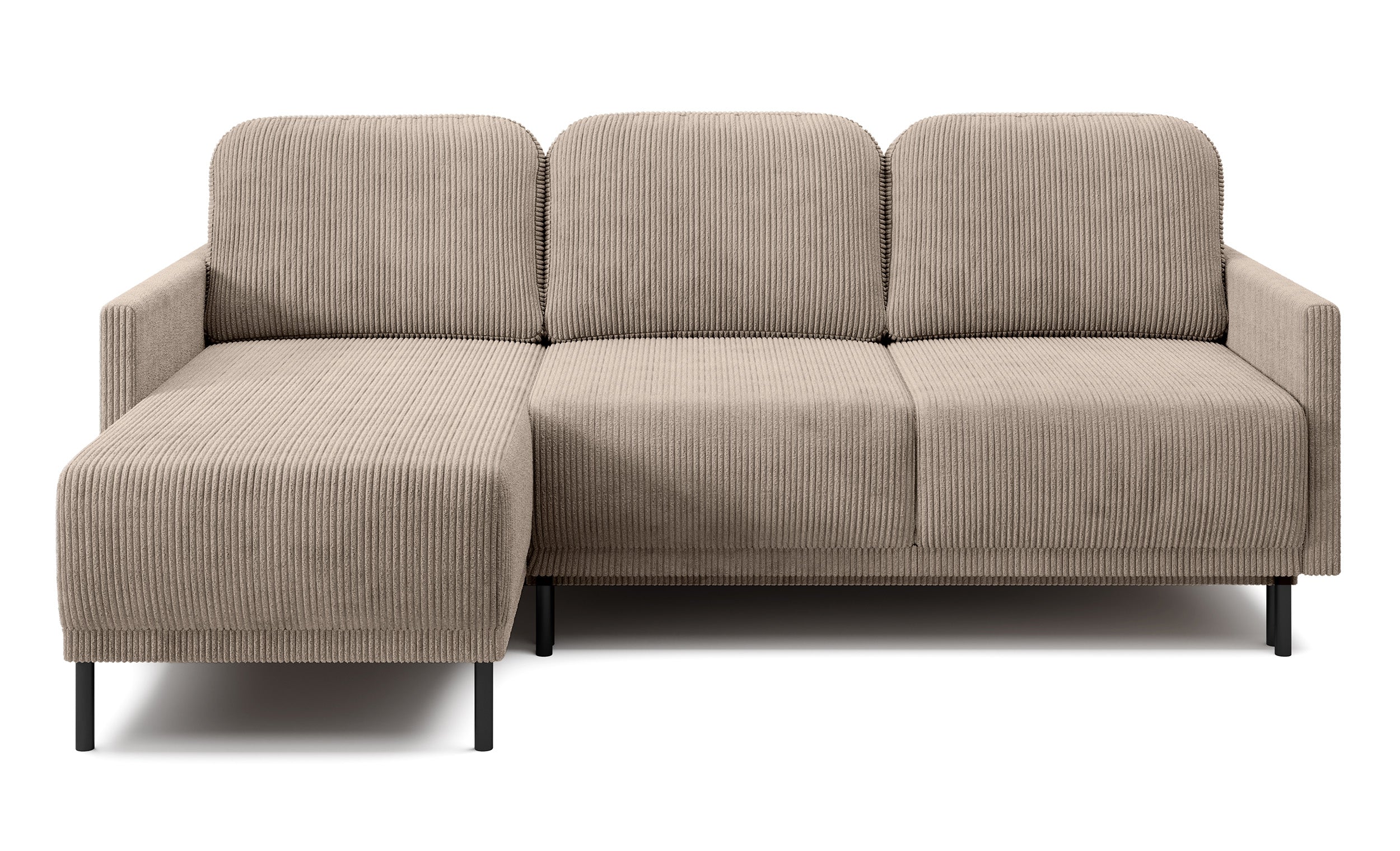 Ausziehbare Eckcouch Hamiel, L-förmig, mit Stauraum, universell, beige Cord
