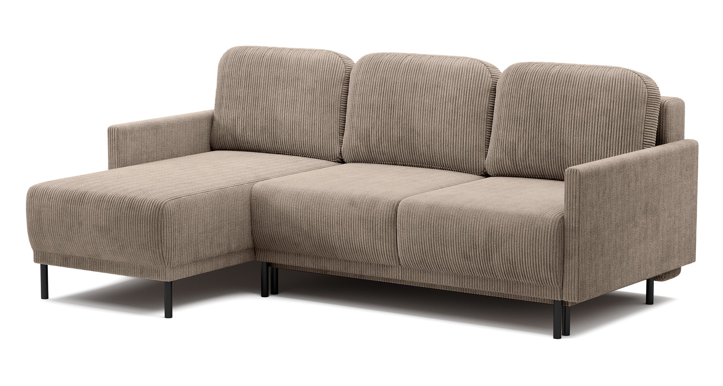 Ausziehbare Eckcouch Hamiel, L-förmig, mit Stauraum, universell, beige Cord