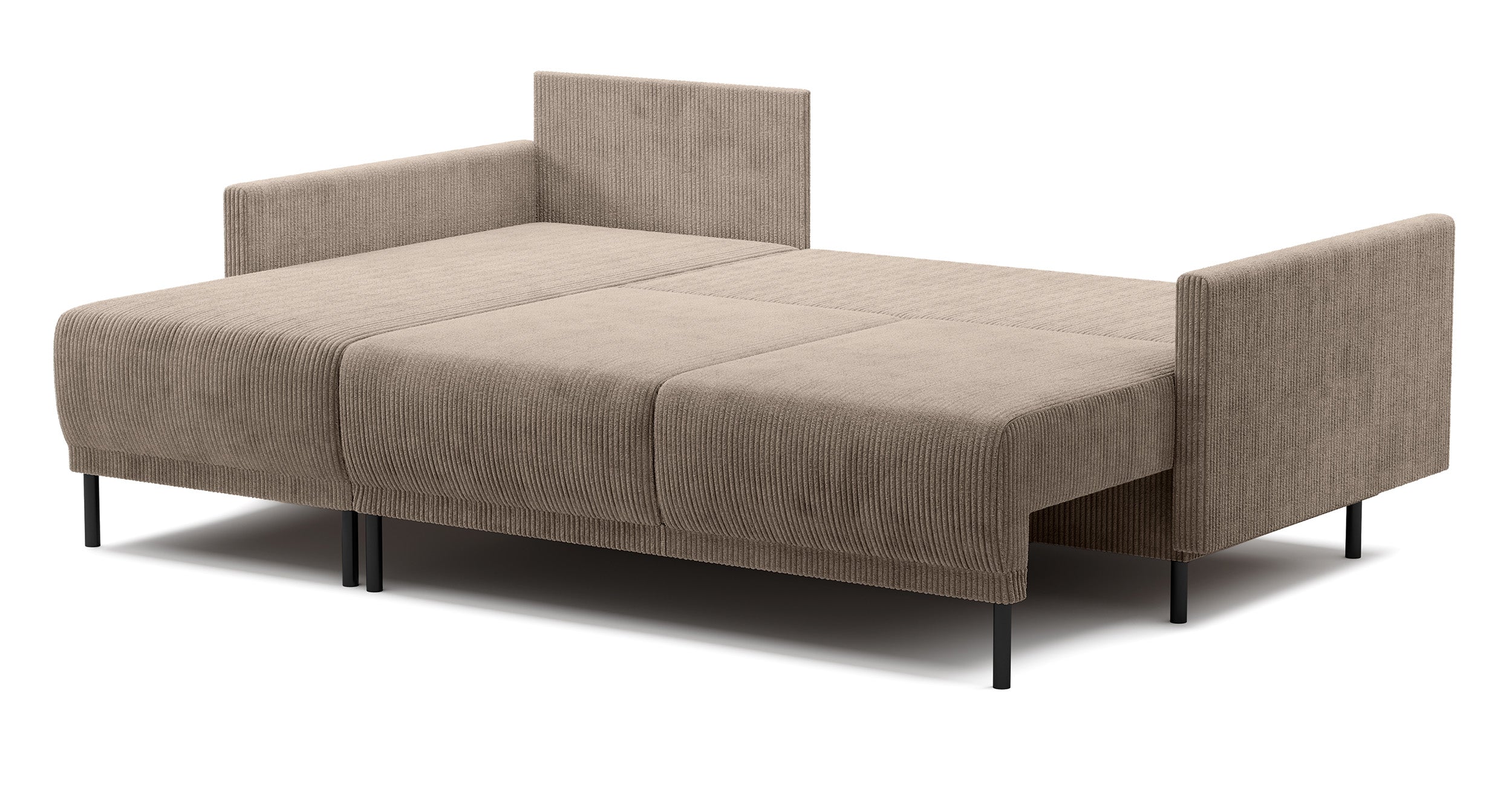 Ausziehbare Eckcouch Hamiel, L-förmig, mit Stauraum, universell, beige Cord
