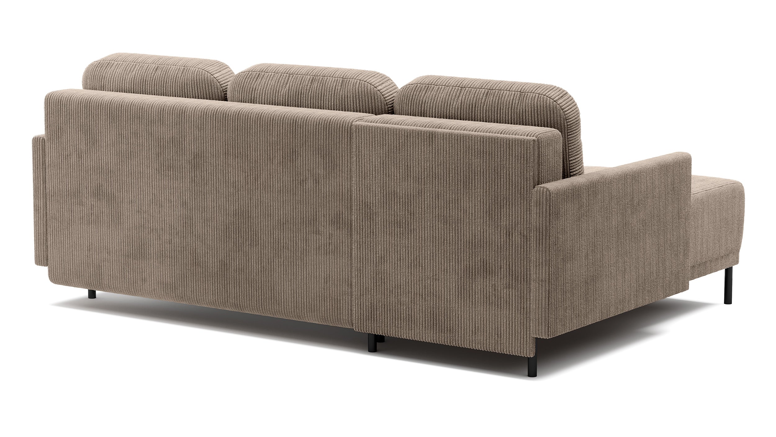 Ausziehbare Eckcouch Hamiel, L-förmig, mit Stauraum, universell, beige Cord
