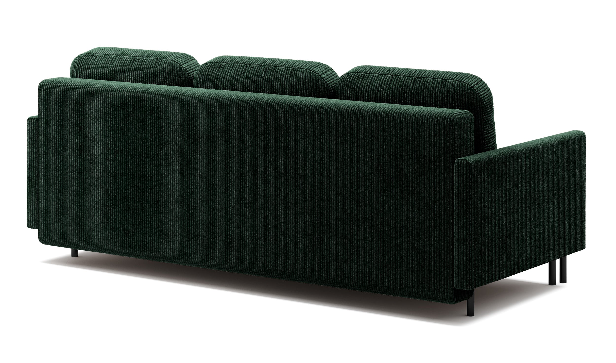 Dreisitziges ausklappbares Sofa Hamiel mit Stauraum, dunkelgrüner Cord