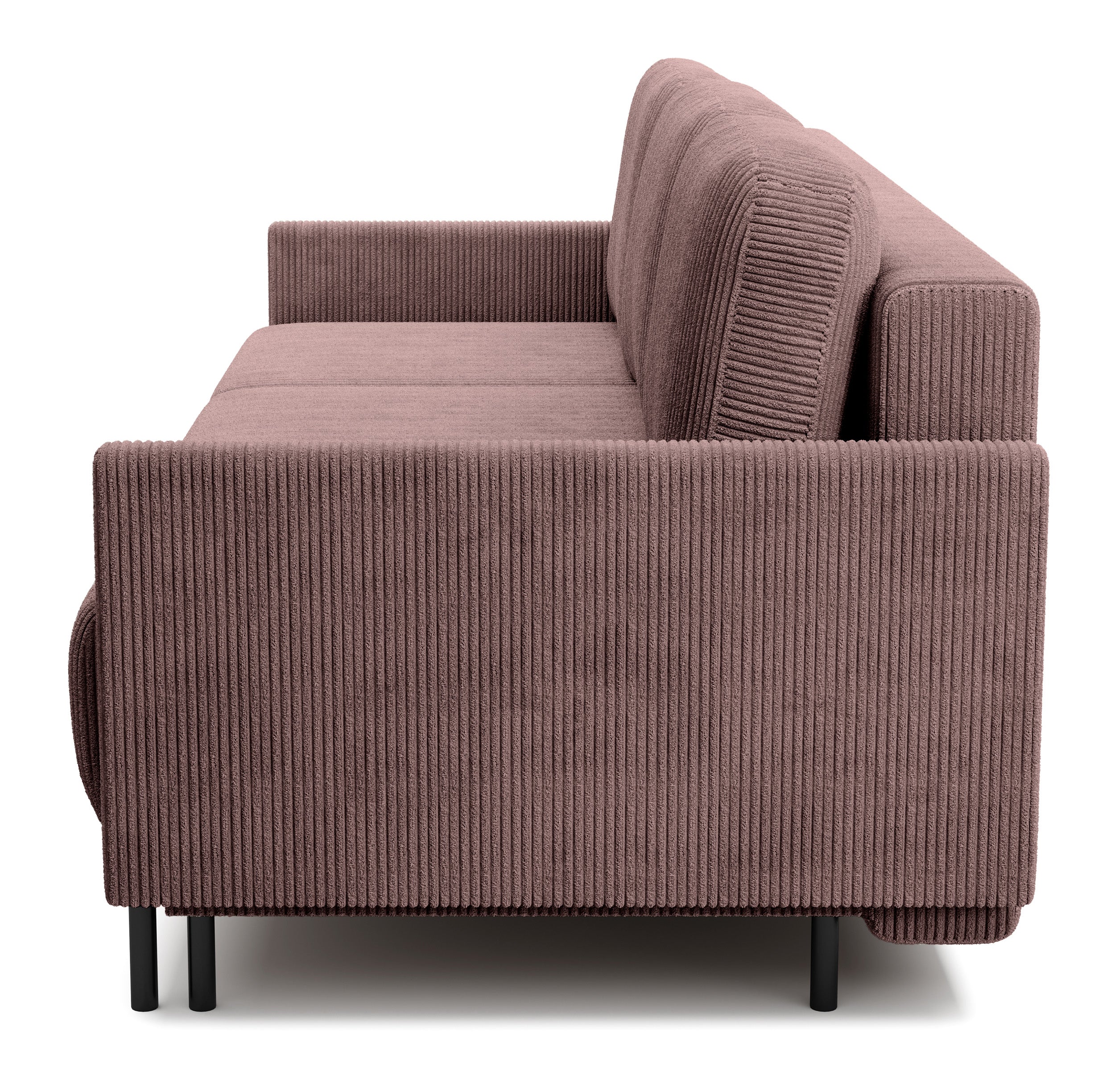 Dreisitziges ausklappbares Sofa Hamiel mit Stauraum, fliederfarbener Cordstoff
