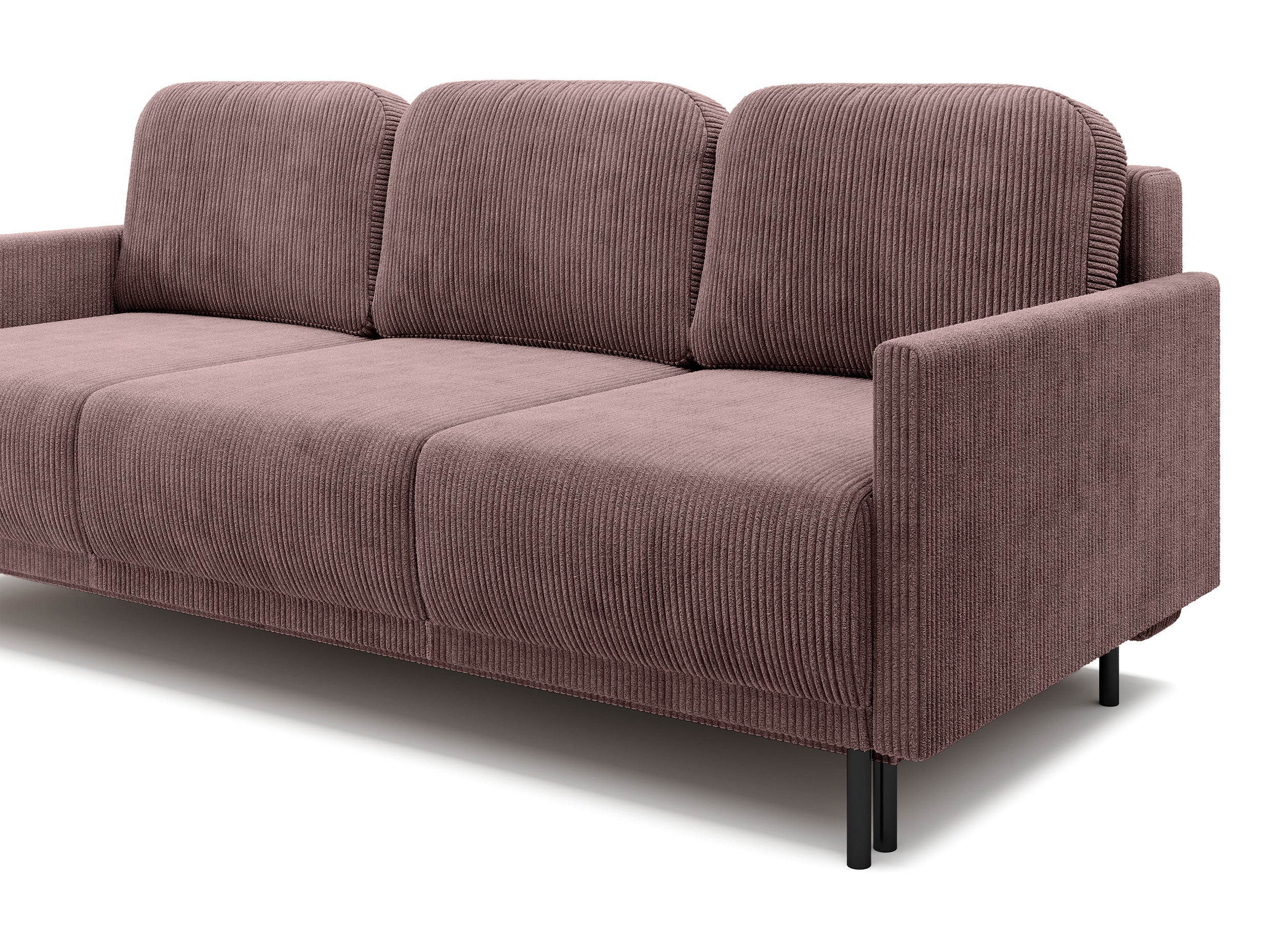 Dreisitziges ausklappbares Sofa Hamiel mit Stauraum, fliederfarbener Cordstoff