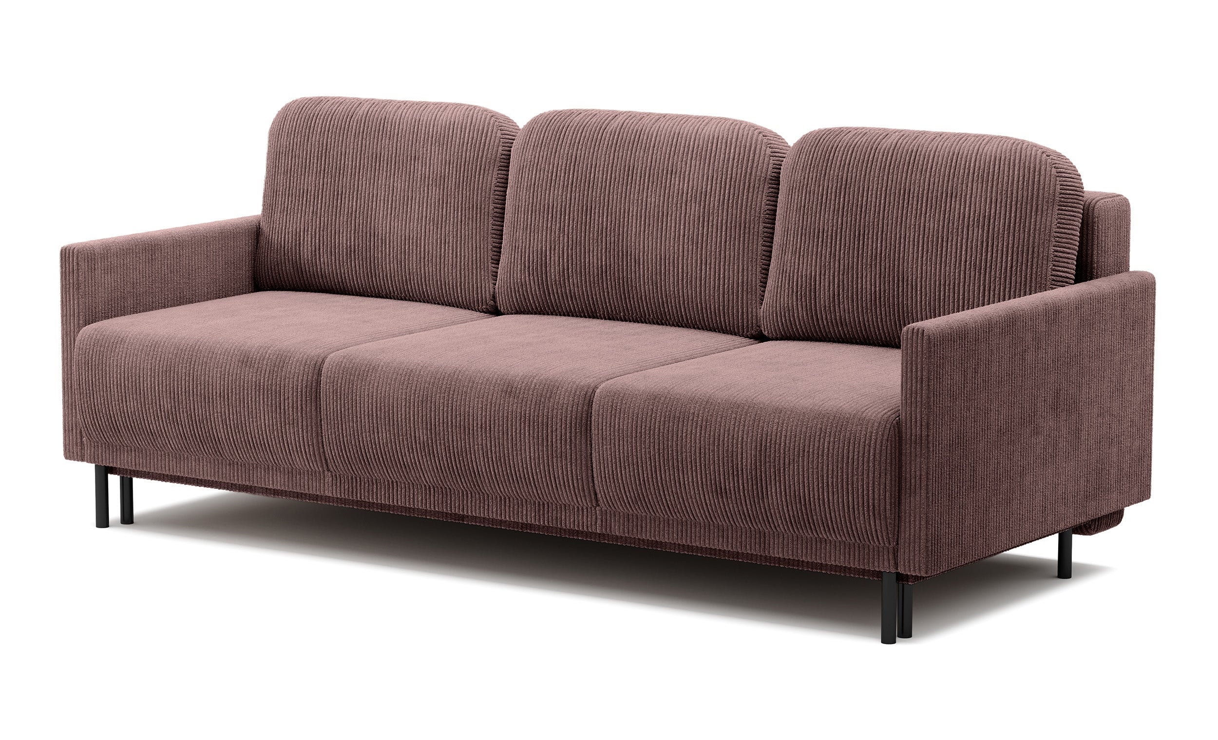 Dreisitziges ausklappbares Sofa Hamiel mit Stauraum, fliederfarbener Cordstoff