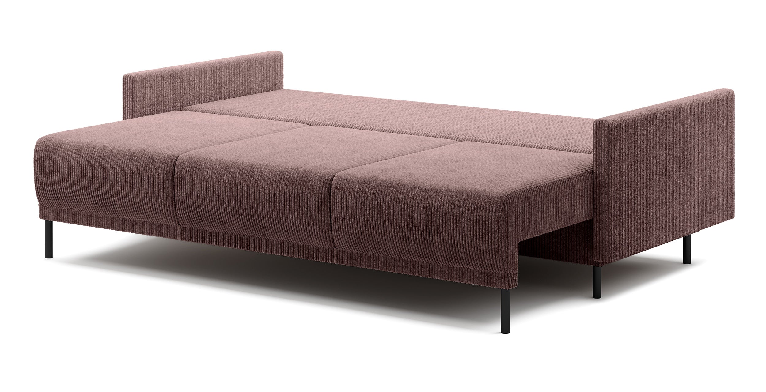 Dreisitziges ausklappbares Sofa Hamiel mit Stauraum, fliederfarbener Cordstoff