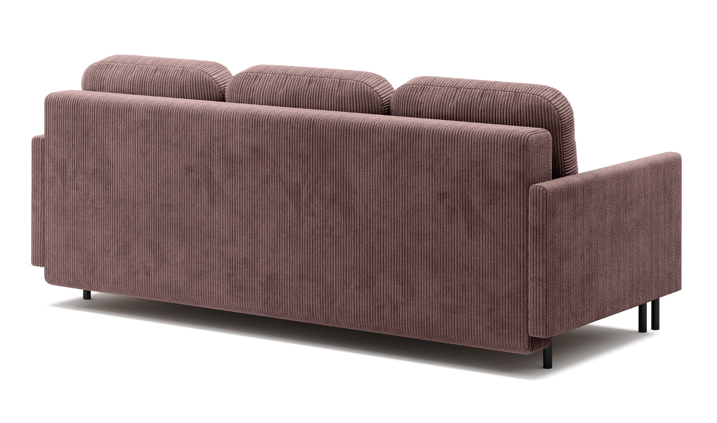 Dreisitziges ausklappbares Sofa Hamiel mit Stauraum, fliederfarbener Cordstoff
