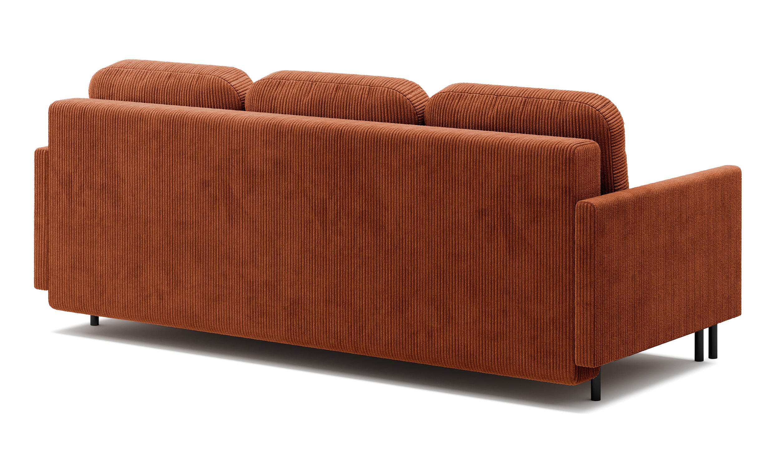 Dreisitziges ausklappbares Sofa Hamiel mit Stauraum, kupferfarbener Cord