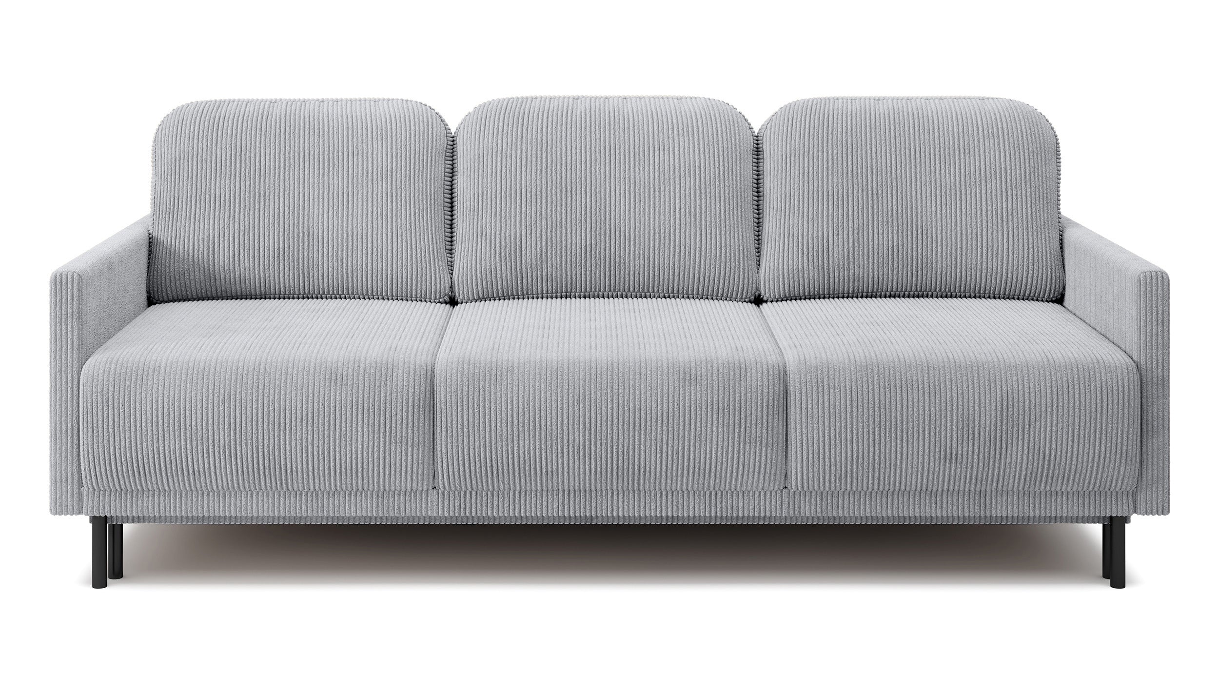 Dreisitziges ausklappbares Sofa Hamiel mit Stauraum, hellgrauer Cordstoff