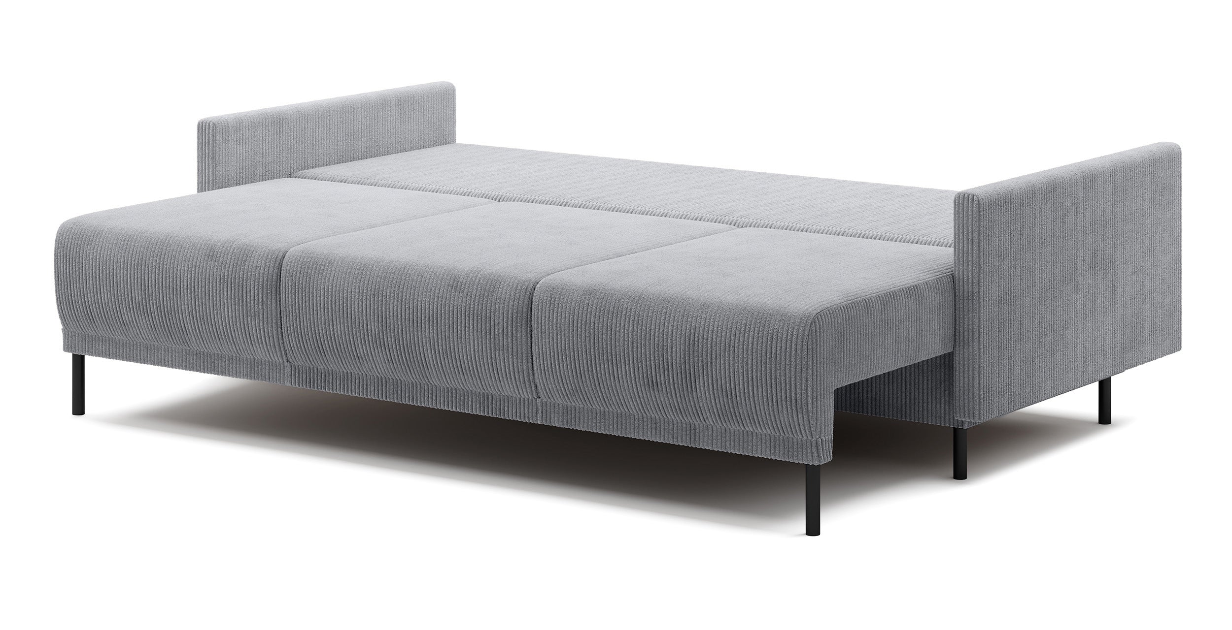 Dreisitziges ausklappbares Sofa Hamiel mit Stauraum, hellgrauer Cordstoff