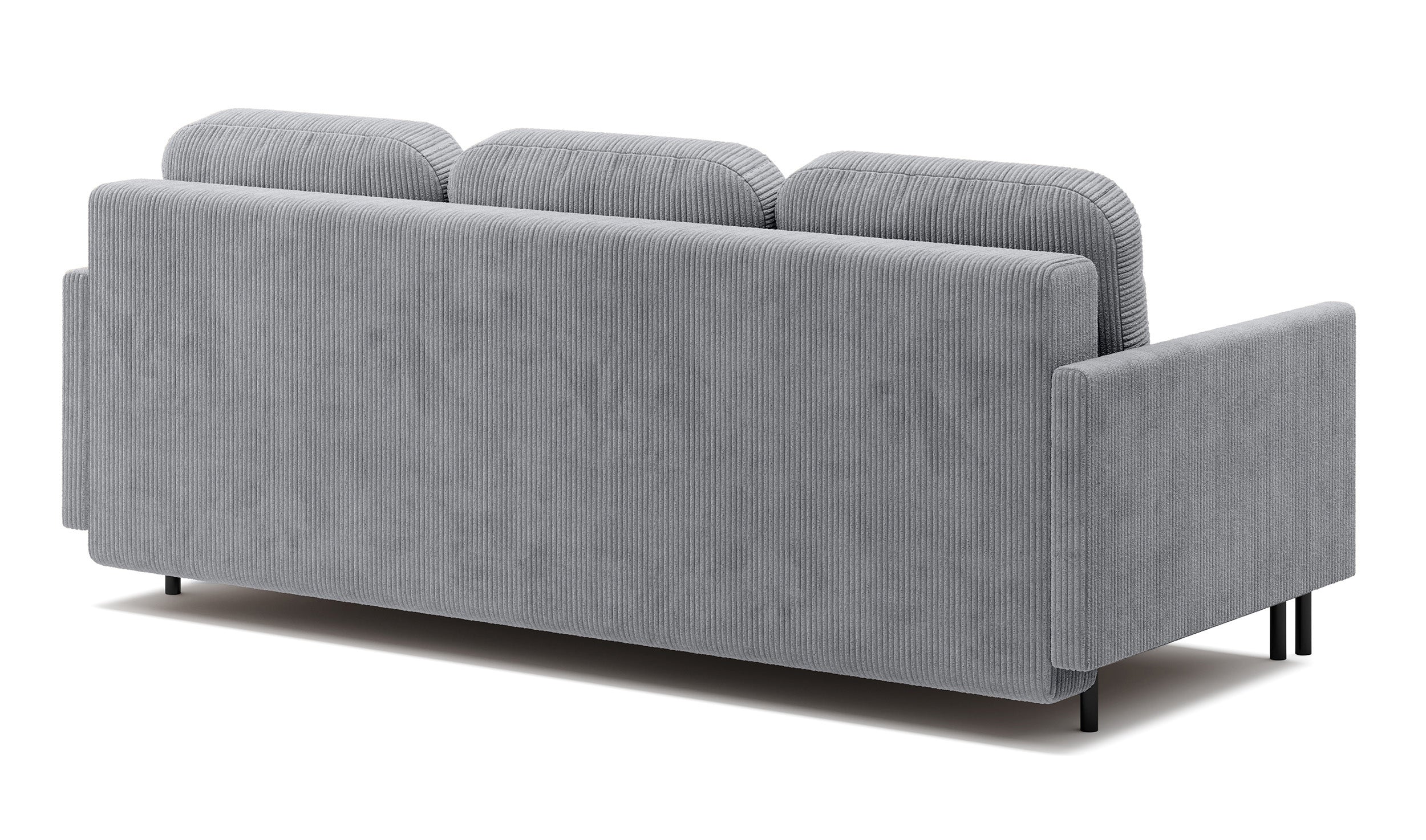Dreisitziges ausklappbares Sofa Hamiel mit Stauraum, hellgrauer Cordstoff