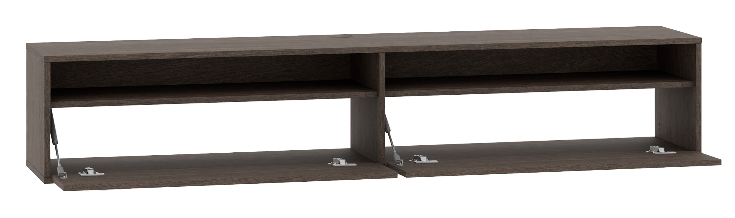 Hängender TV-Schrank Heggers mit zwei Klappen und Fächern, 180 cm, Eiche Dunin