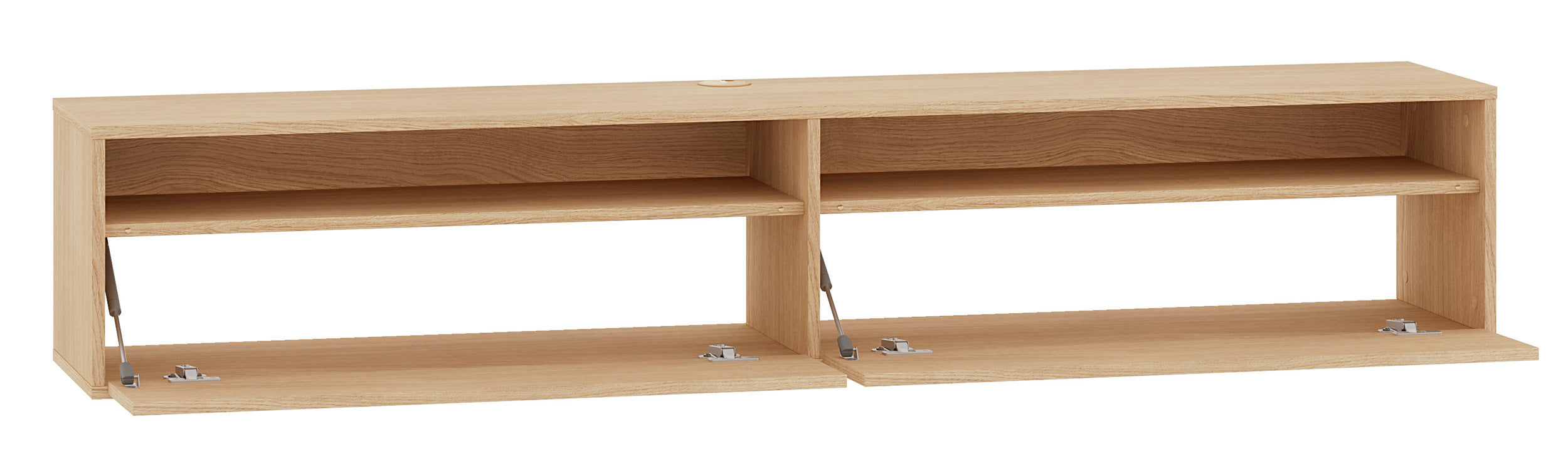 Hängender TV-Schrank Heggers mit zwei Klappen und Nischen, 180 cm, Eiche Mavelie