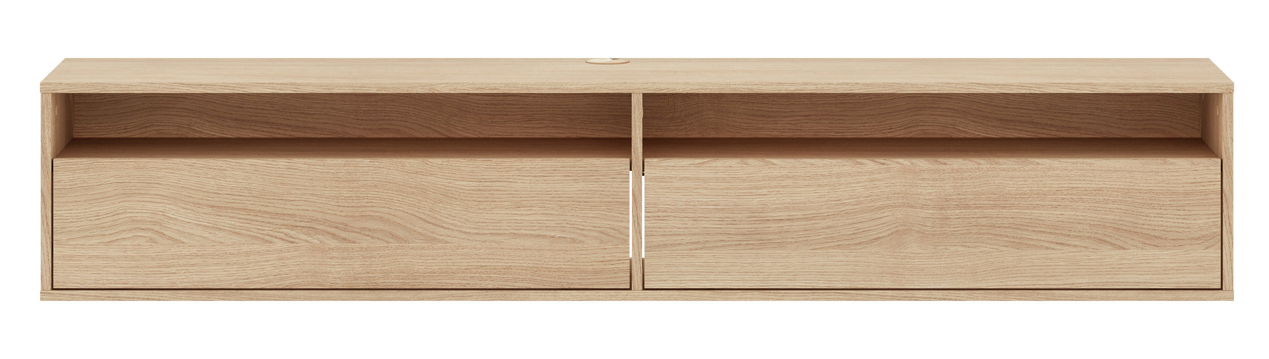 Hängender TV-Schrank Heggers mit zwei Klappen und Nischen, 180 cm, Eiche Mavelie