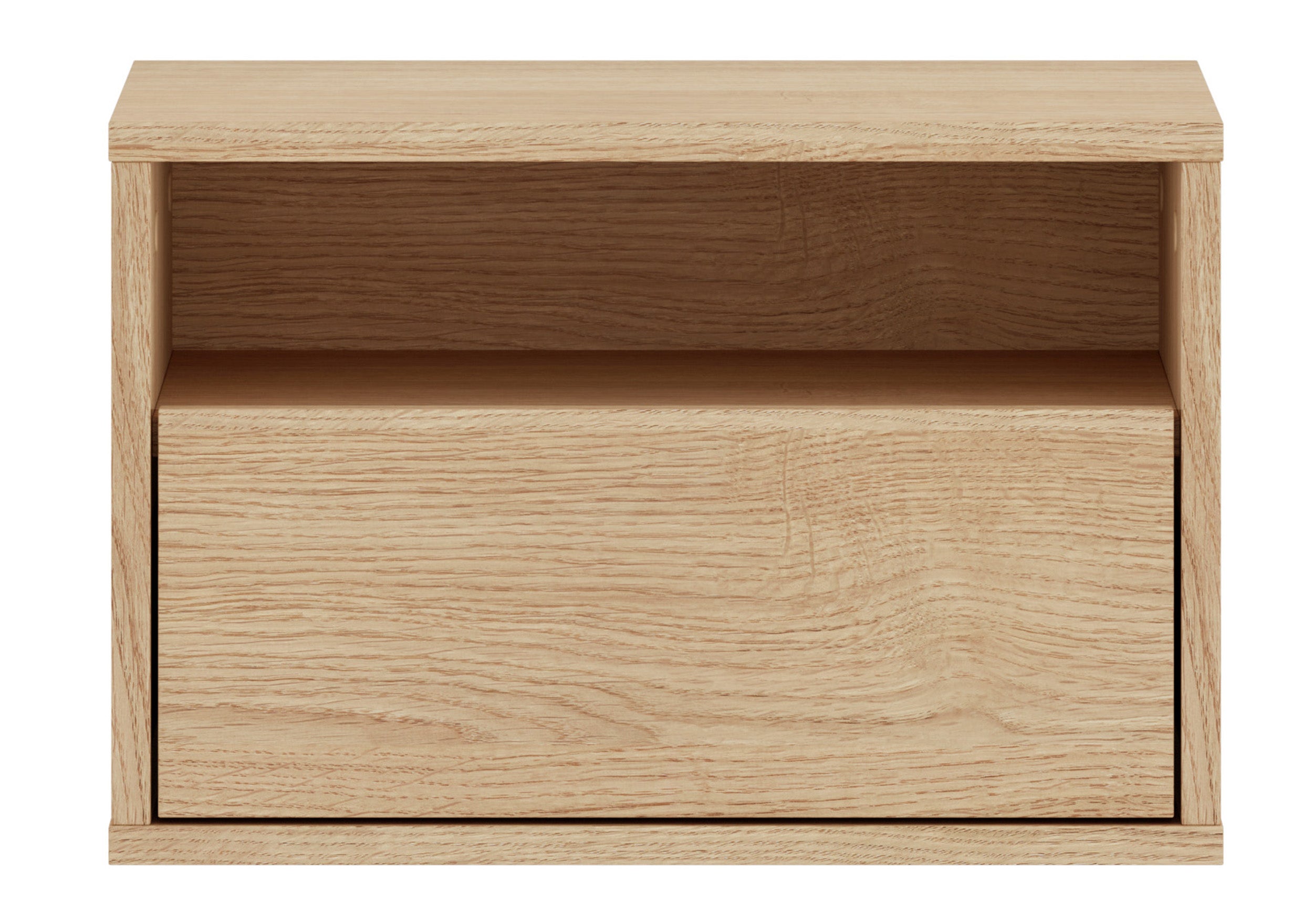 Hängender Nachttisch Heggers mit Schublade und Fach, 45 cm, Eiche Mavelie