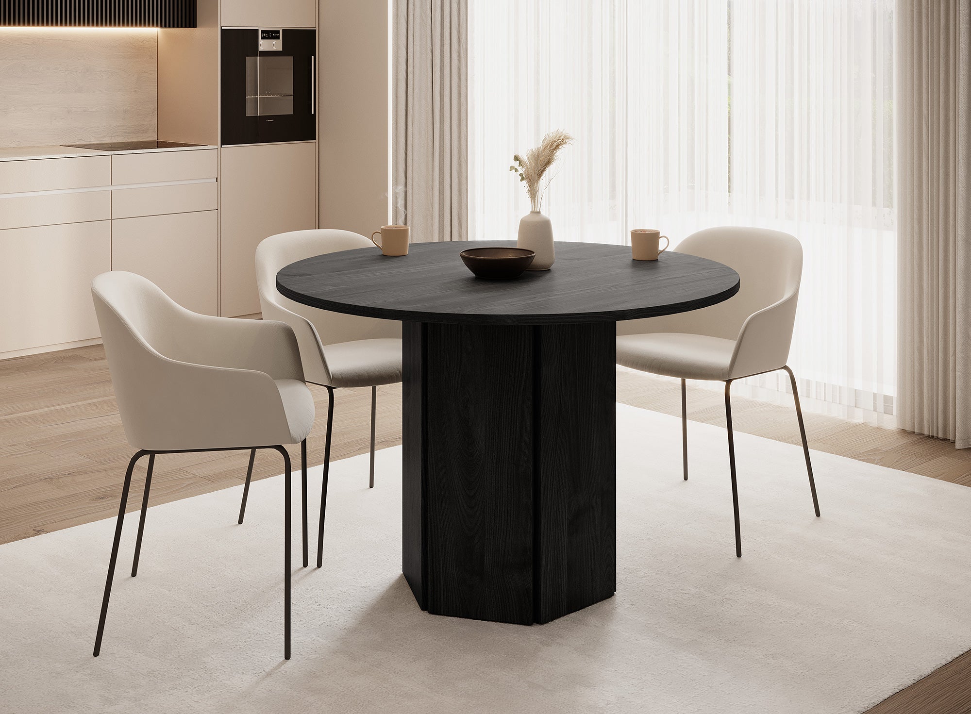 Runder Tisch Hexa 110 cm Esche Portland Schwarz