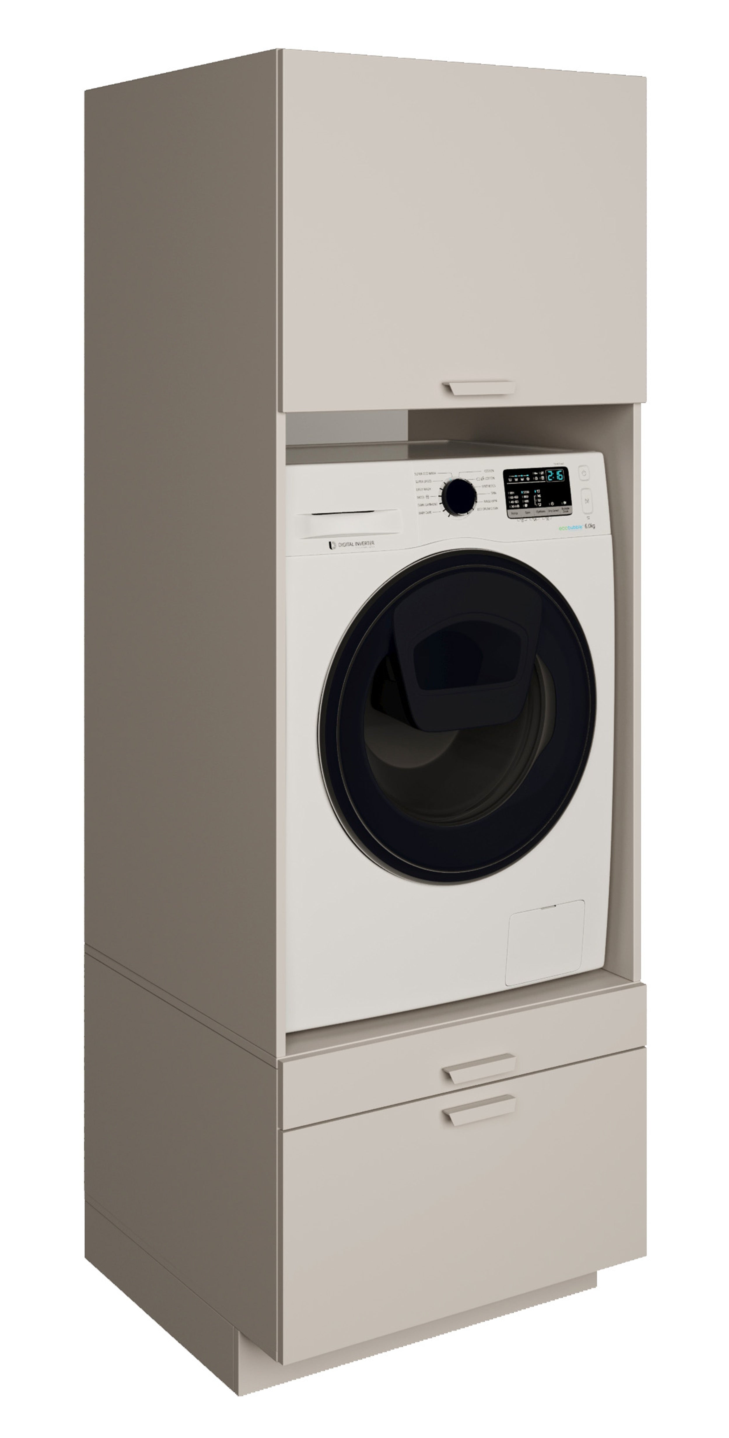 Einfacher Holv-Waschmaschinenschrank mit einer Kammer, Schublade und Regal, 68 cm, Kaschmirfarben