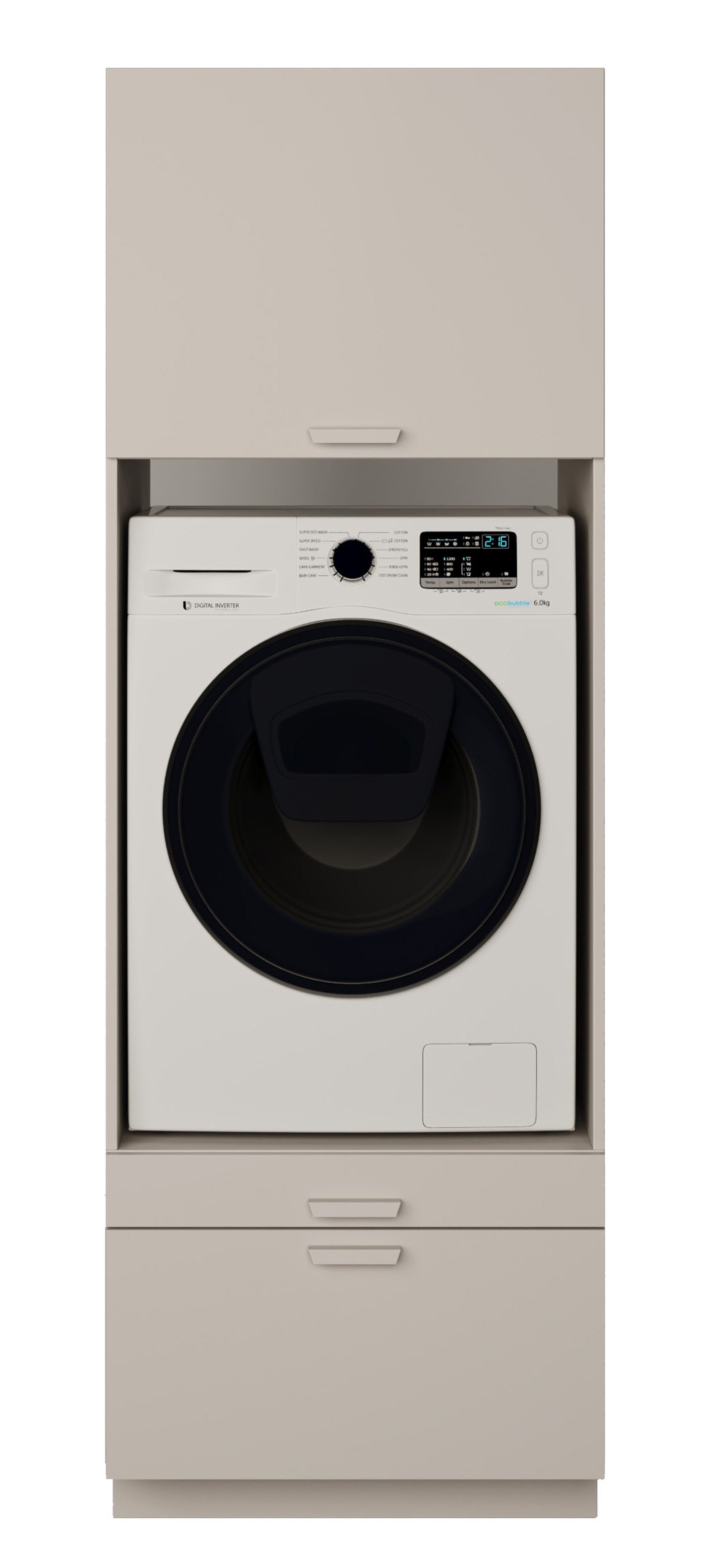 Einfacher Holv-Waschmaschinenschrank mit einer Kammer, Schublade und Regal, 68 cm, Kaschmirfarben