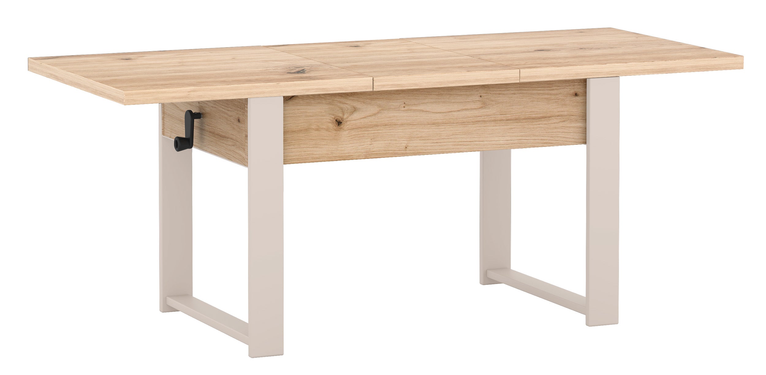 Ausziehbarer Couchtisch Hugo 120(157)x67 cm Artisan-Eiche mit kaschmirfarbenen Beinen